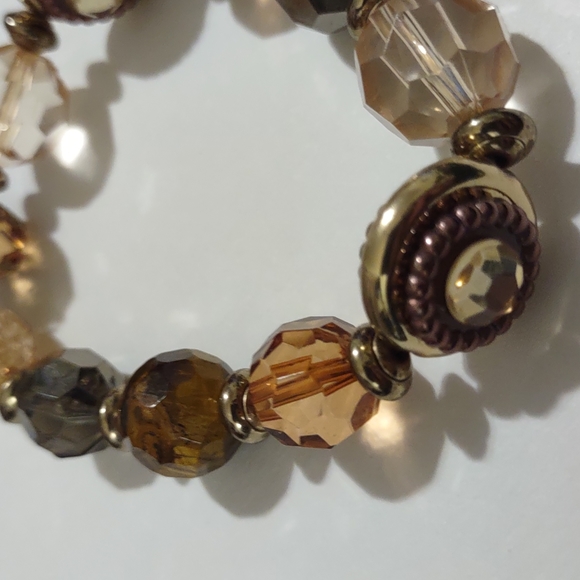 2 PIECE SET OF DIFFERENT SHADES OF BROWNS AND TAUPE STRETCH BRACELET. CUSTOM - Picture 3 of 6